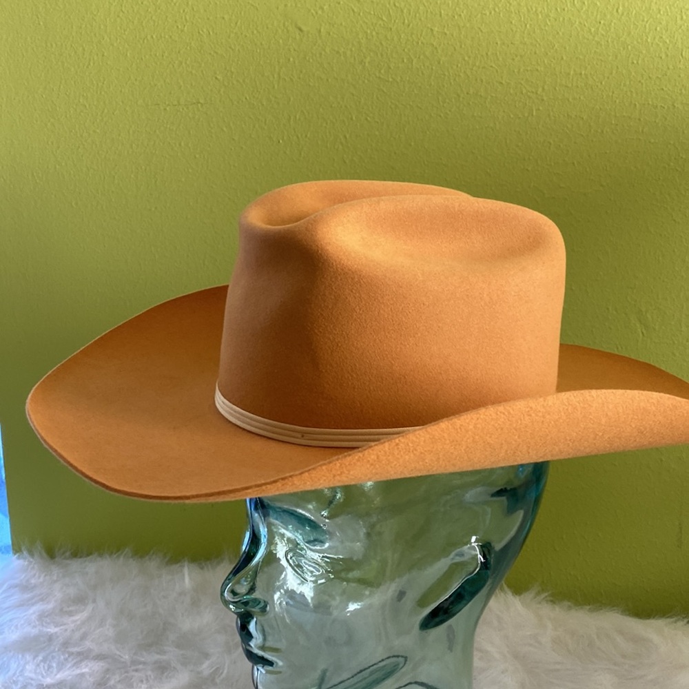 Vintage cowboy hat in pristine condition - fur felt in longhorn orange. - Picture 2 of 7